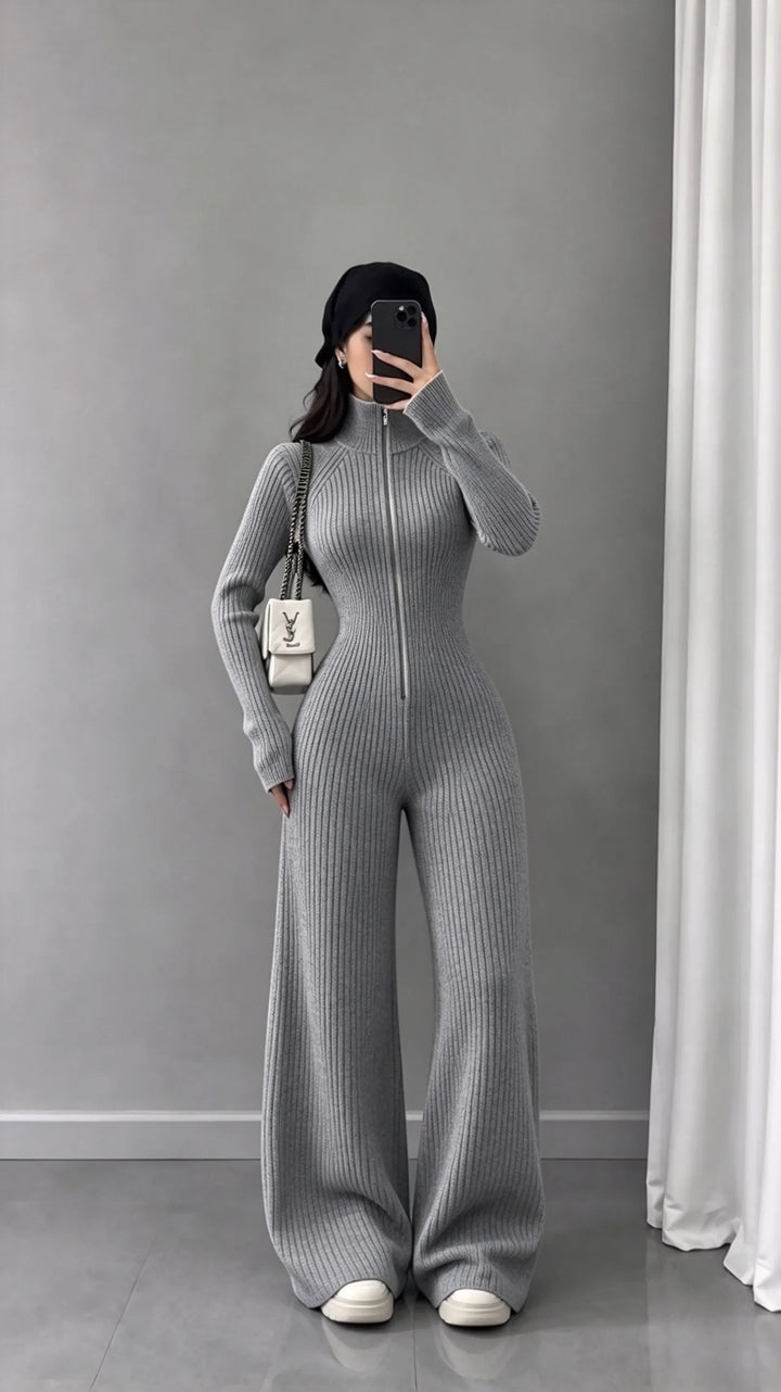 Libby – Jumpsuit Med Ribstrik Og Brede Ben