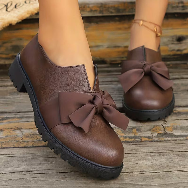 Nargiza - Elegante Loafers Med Sløjfe, Rund Tå Og Tyk Sål