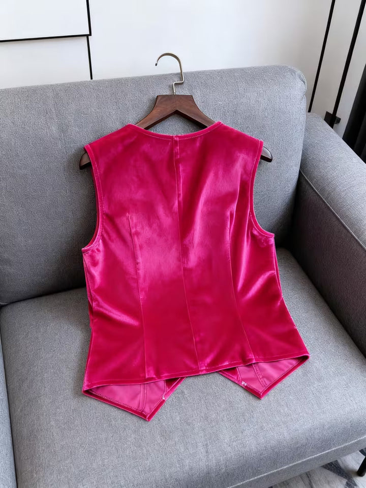 Silje – Vintage ærmeløs Vest Med V-Udskæring