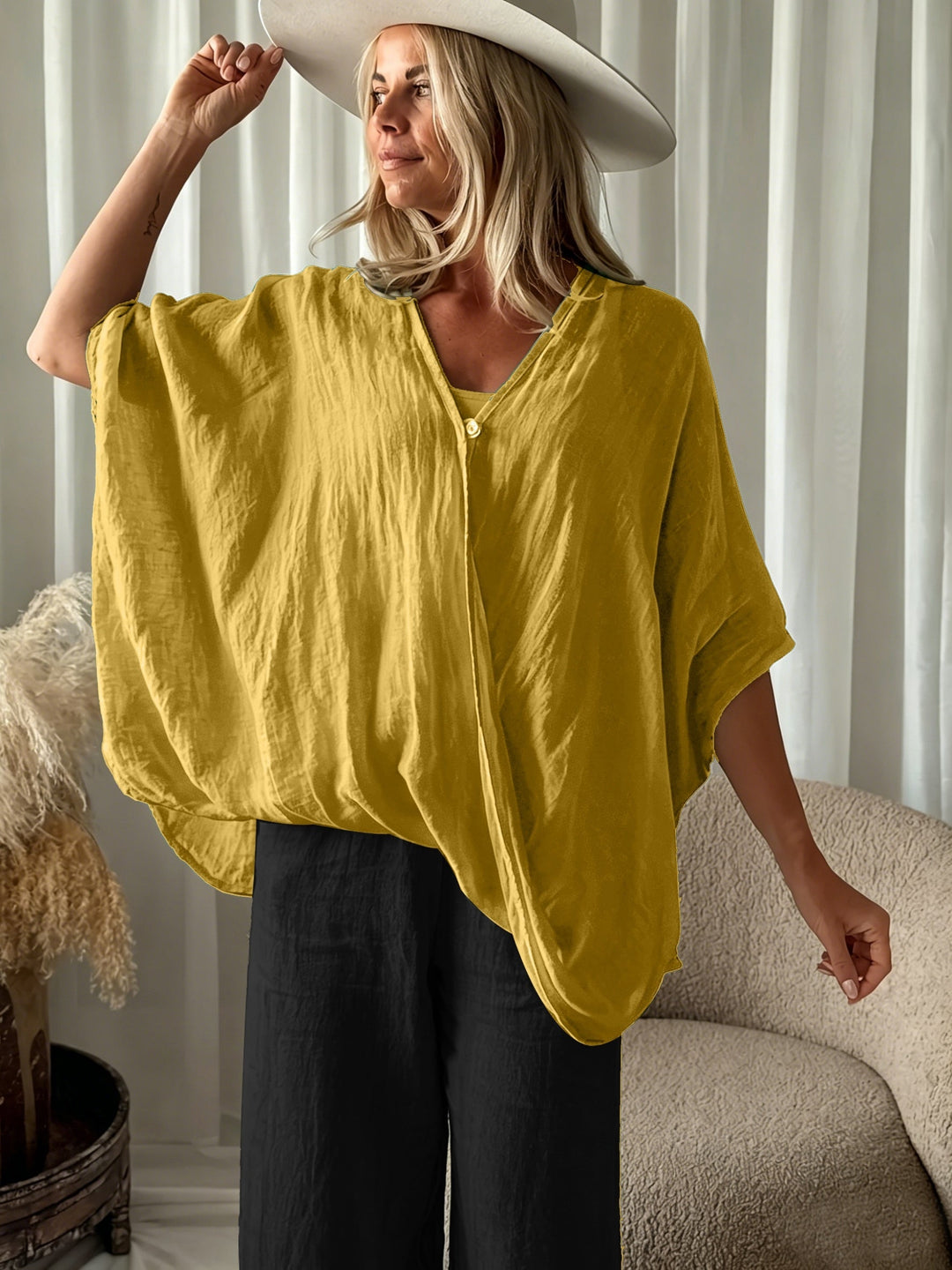 Winnie - Boheme Bluse Med Løse Ærmer