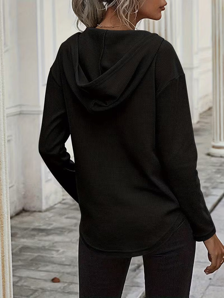 Heydi – Sweatshirt Med Lange ærmer Buet Forneden og Hætte