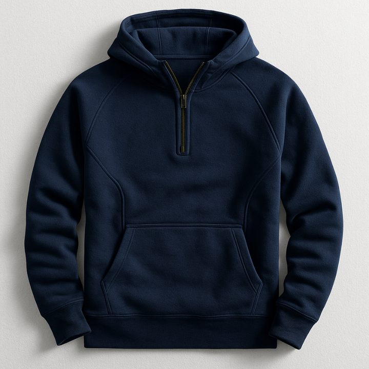 Kennet – Langærmet Sweatshirt Med Hætte Og Kvartlængde Lynlås