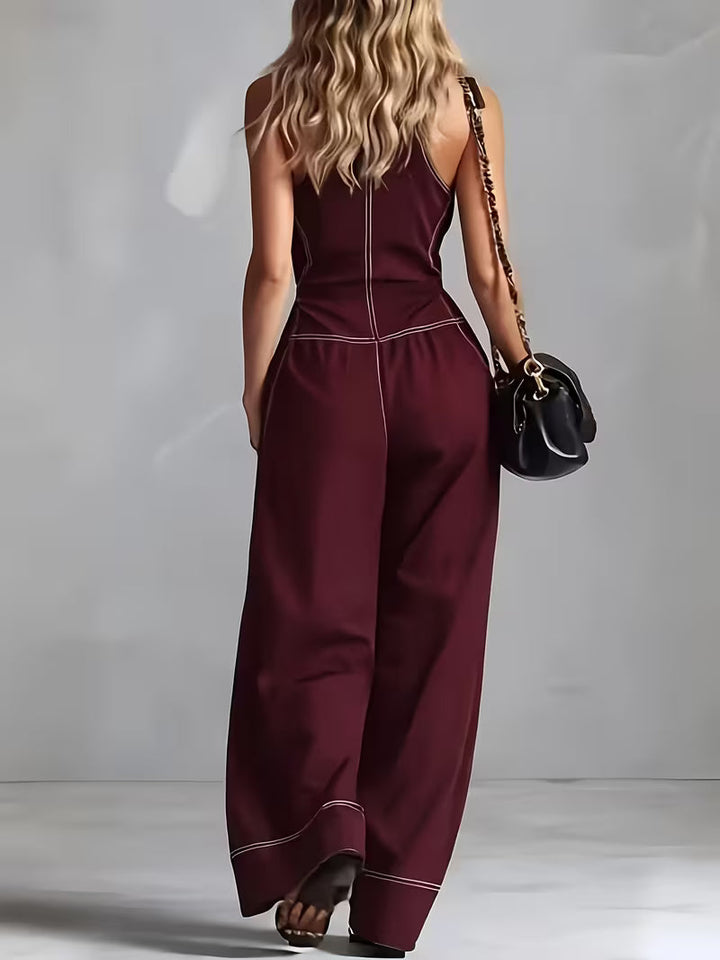 Bryana – Jumpsuit i Patchwork Med Striber