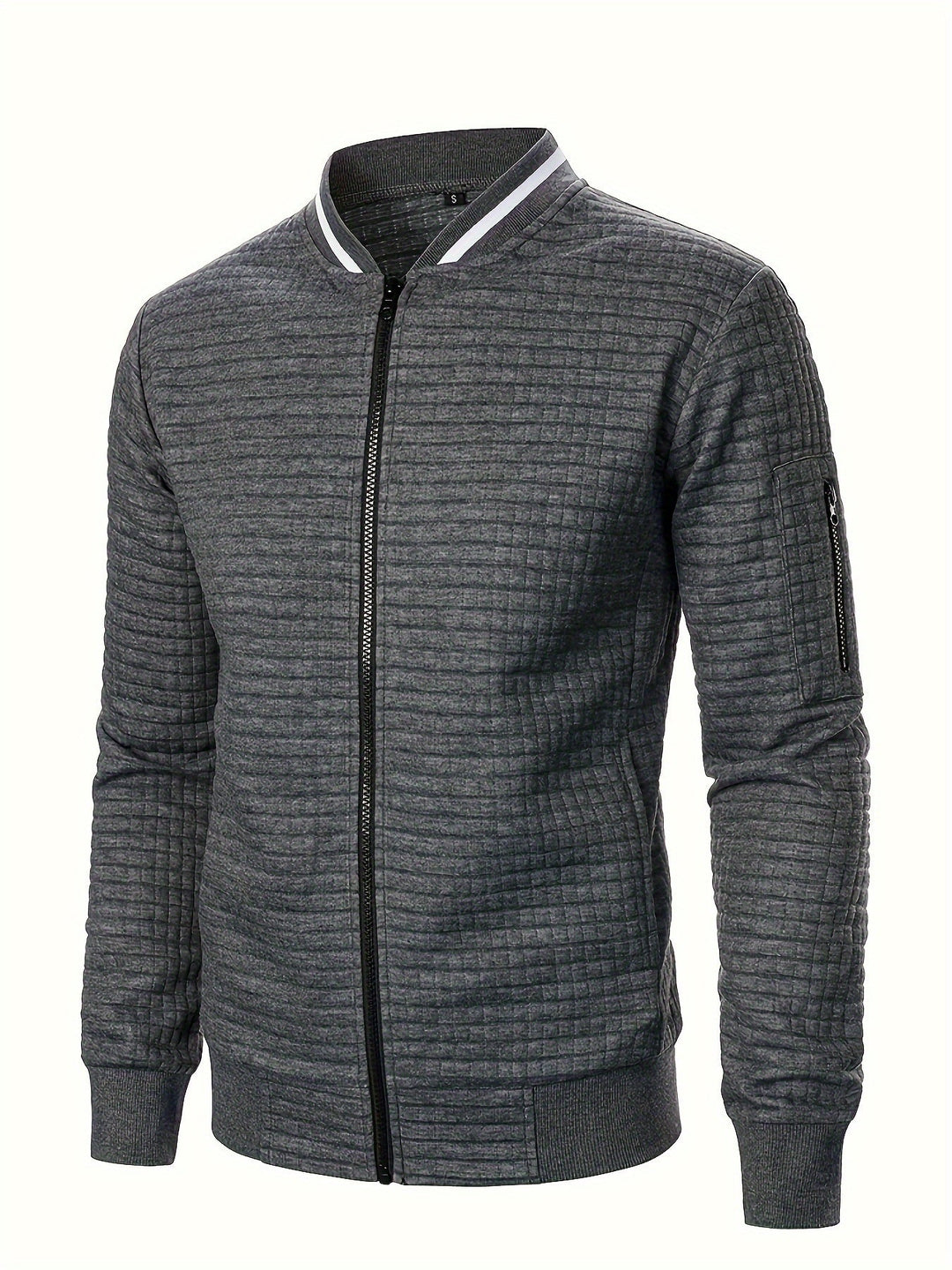Benjie - Zipper Stand-Up Collar Cardigan Jacket