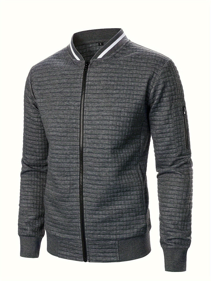 Benjie - Zipper Stand-Up Collar Cardigan Jacket