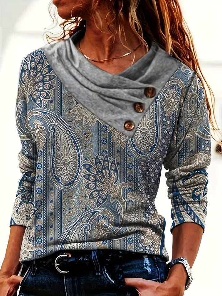 Vinja – Top Med Paisley-Mønster Og Rullekrave