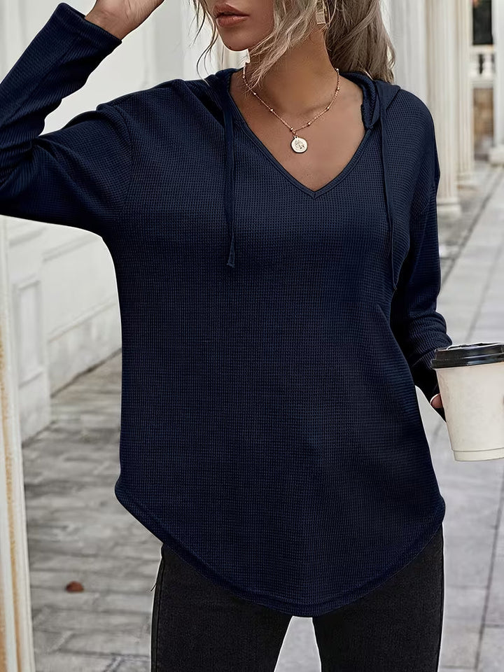 Heydi – Sweatshirt Med Lange ærmer Buet Forneden og Hætte