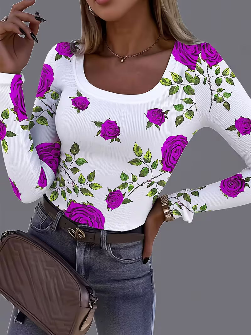 Rabiye – Bluse Med Firkantet Halsudskæring Og Blomsterprint