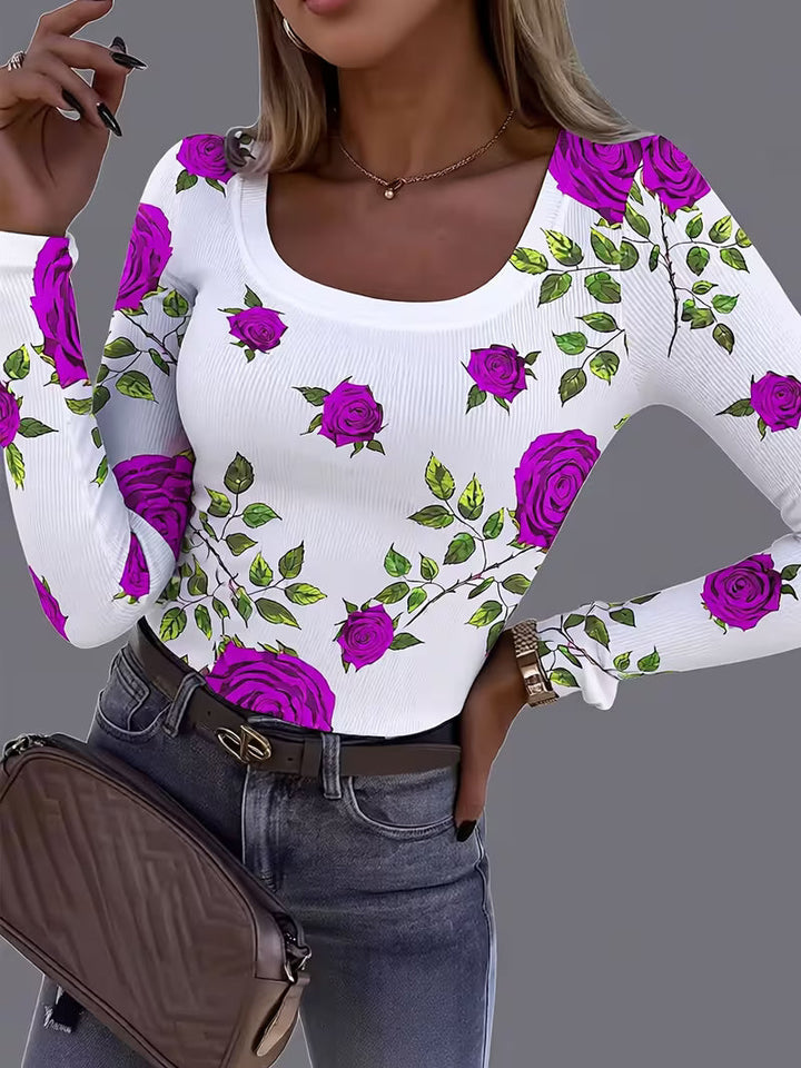 Rabiye – Bluse Med Firkantet Halsudskæring Og Blomsterprint