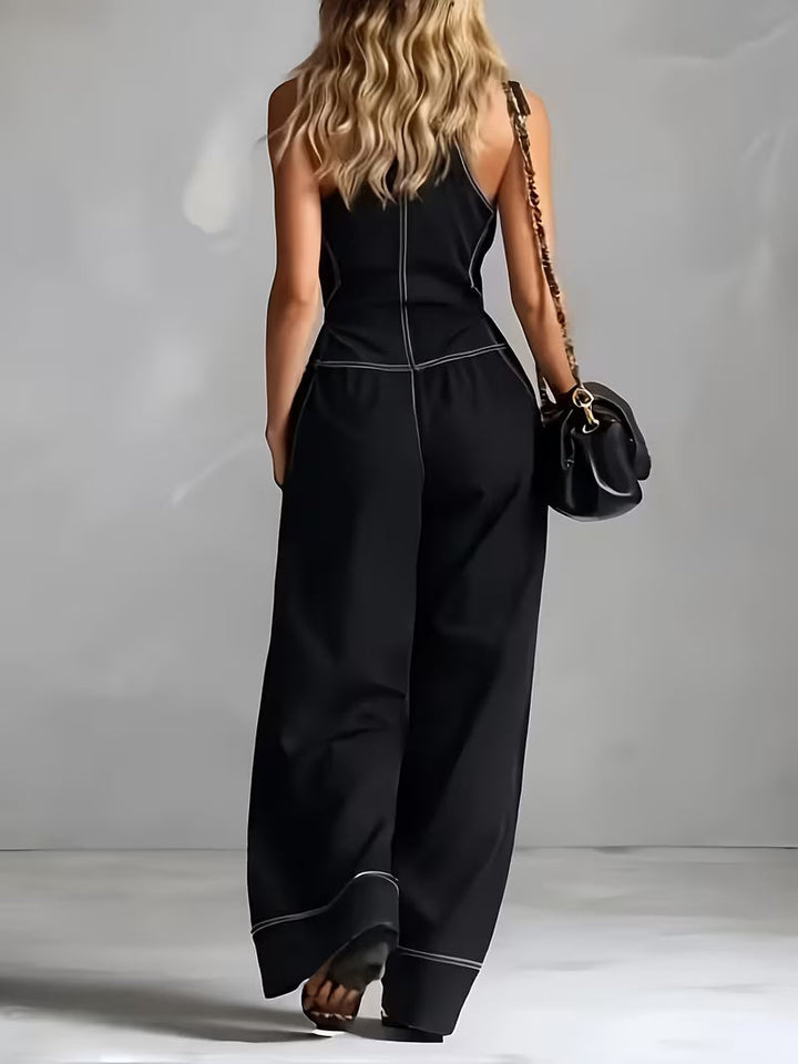 Bryana – Jumpsuit i Patchwork Med Striber