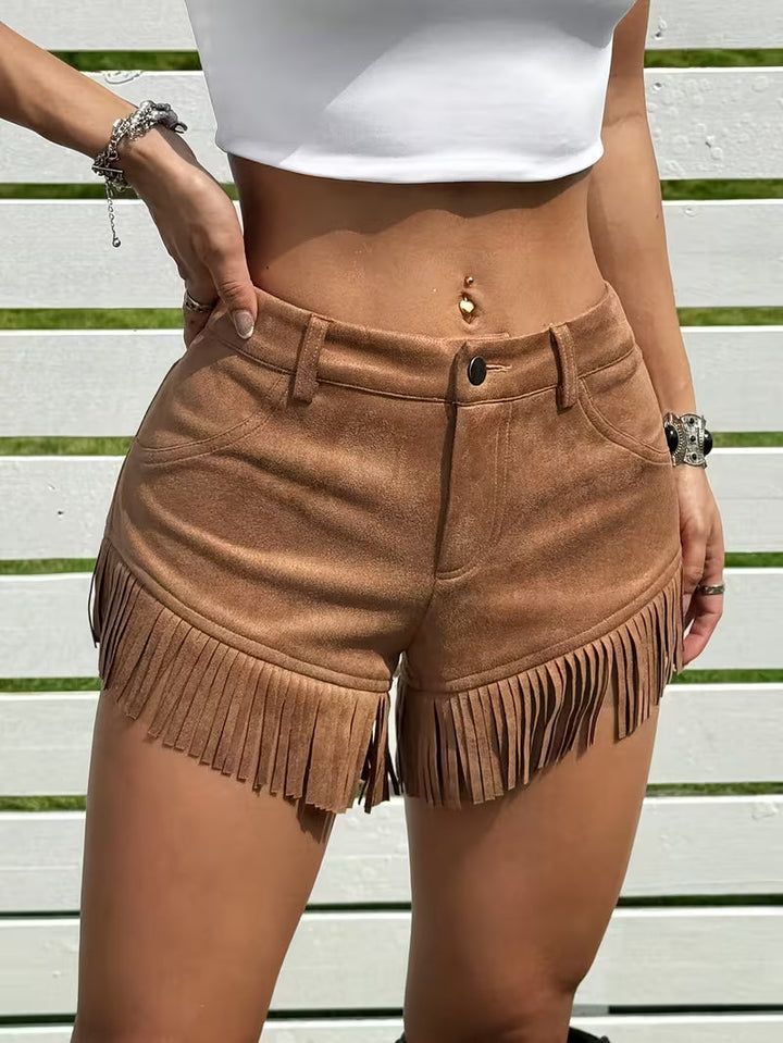 Wiliya - Vintage-shorts med frynser og lav talje