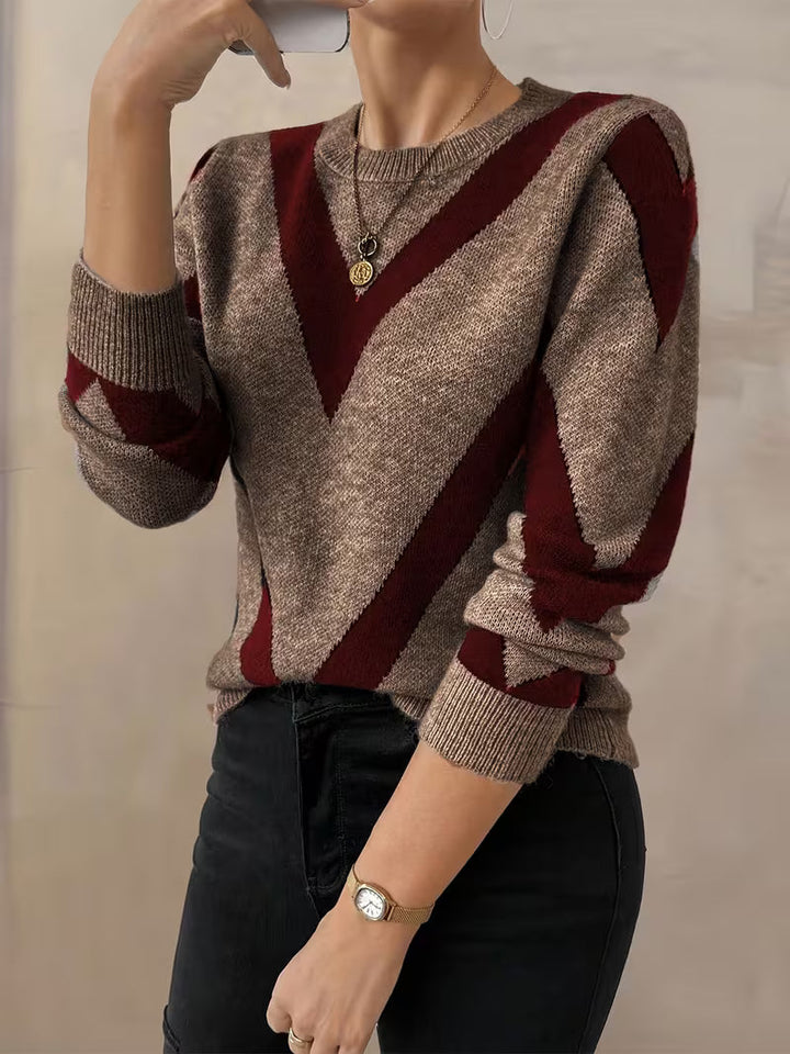 Minaza – Sweater Med Rund Hals Og Geometrisk Mønster