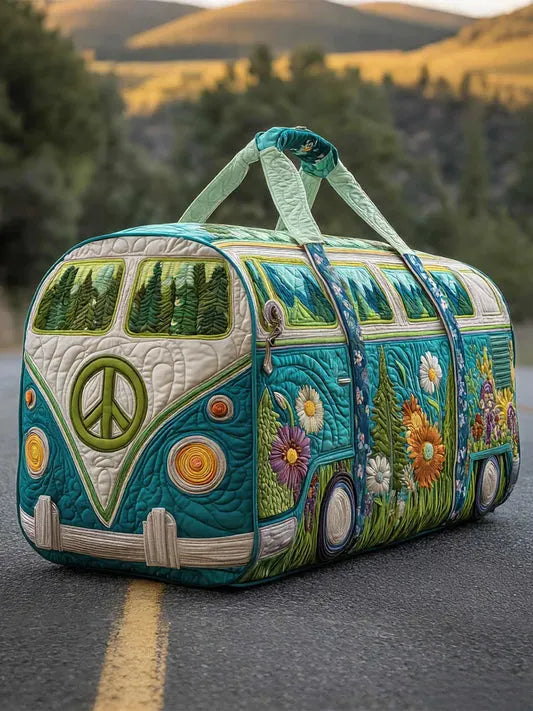 RetroBloom – Vatteret Rejsetaske Med Vintage Campingvognsmotiv