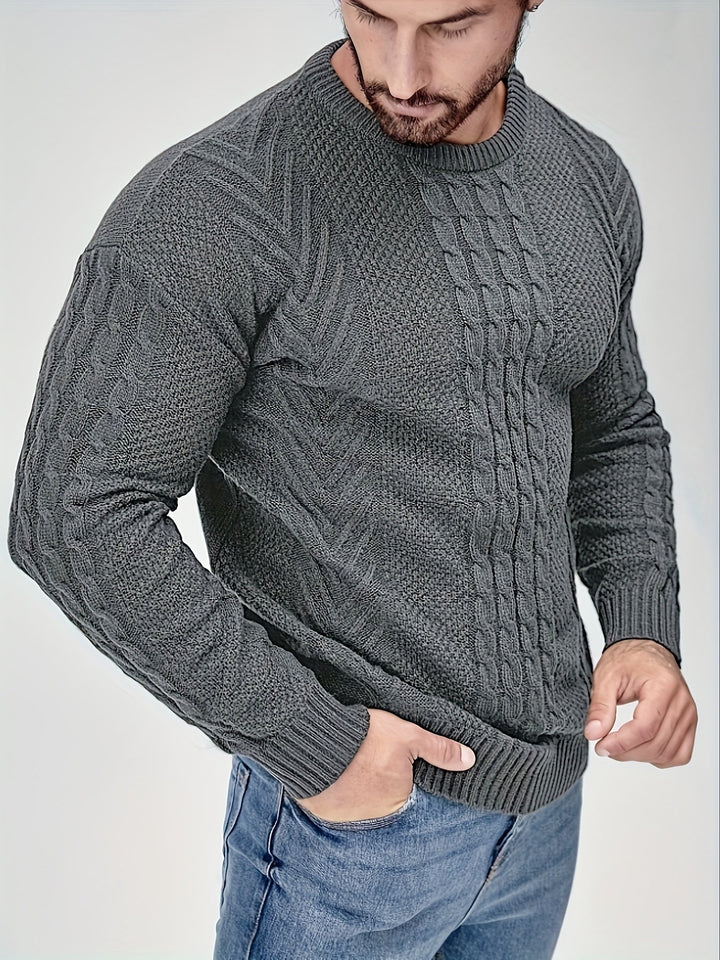 Eiduks – Klassisk Sweater Med Rund Hals og Kabelstrik