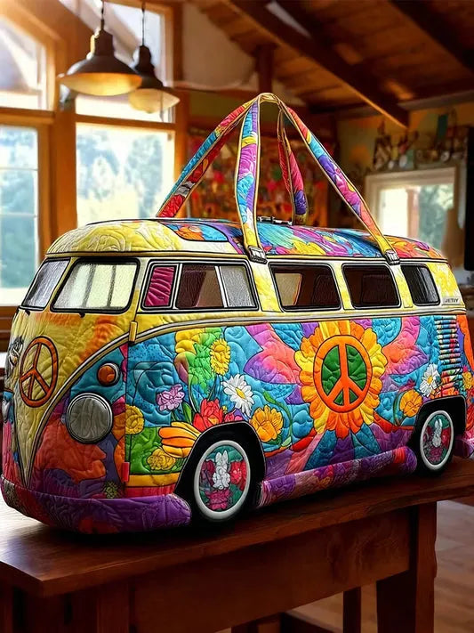 RetroBloom – Vatteret Rejsetaske Med Vintage Campingvognsmotiv