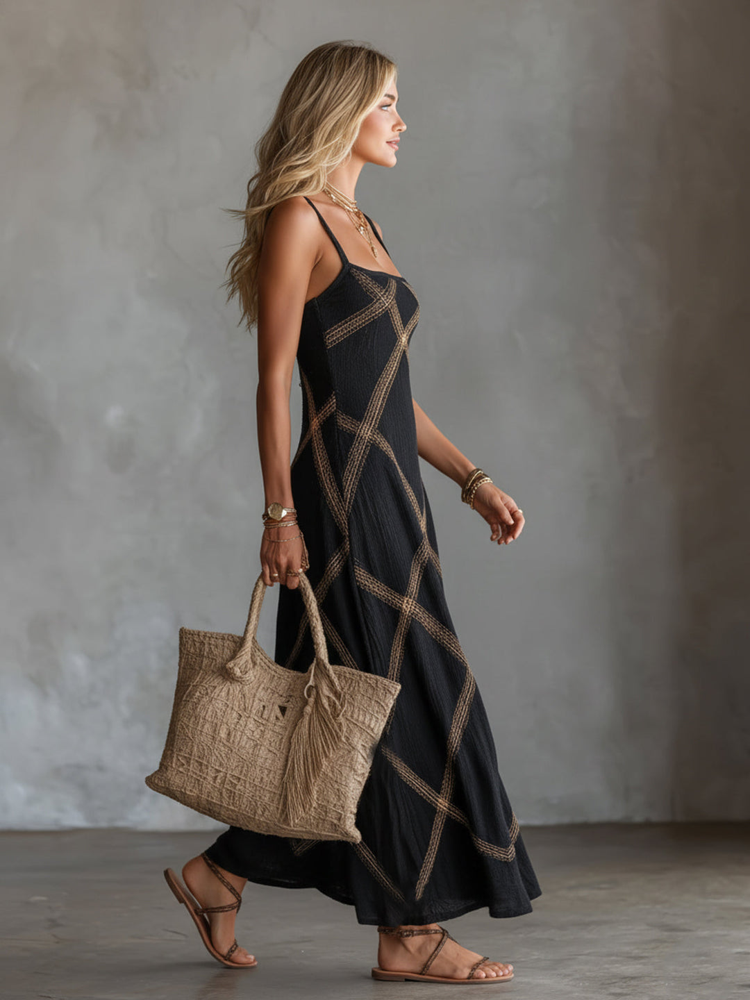 Nijila – ærmeløs Maxi-Kjole i Boho-Stil
