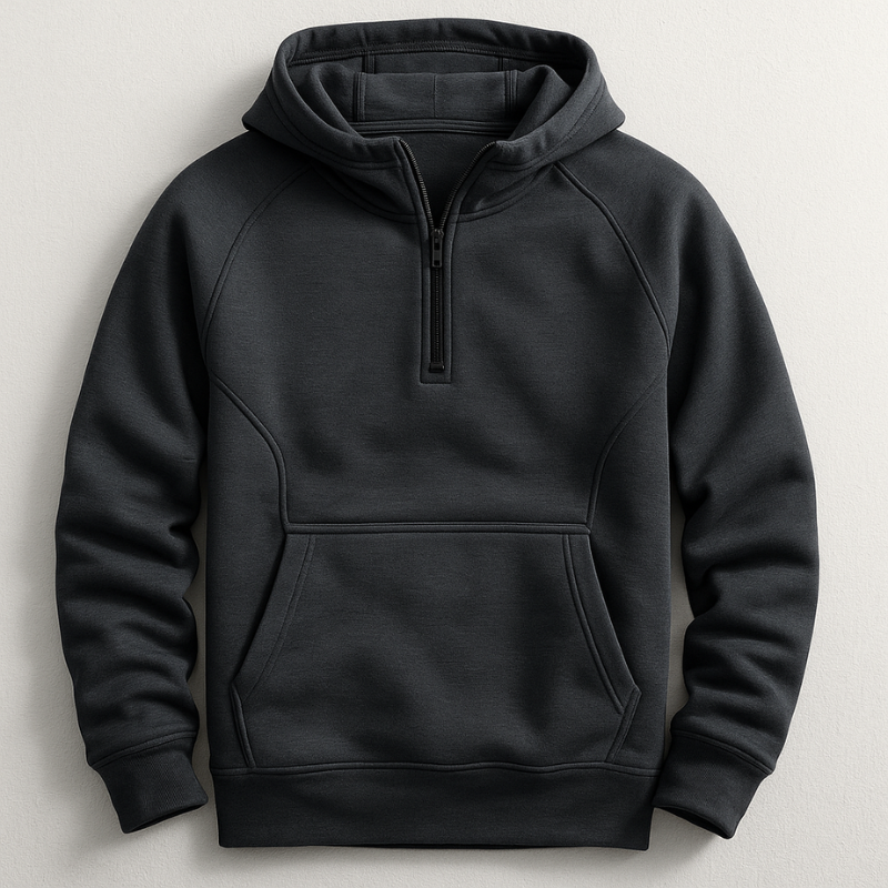 Kennet – Langærmet Sweatshirt Med Hætte Og Kvartlængde Lynlås