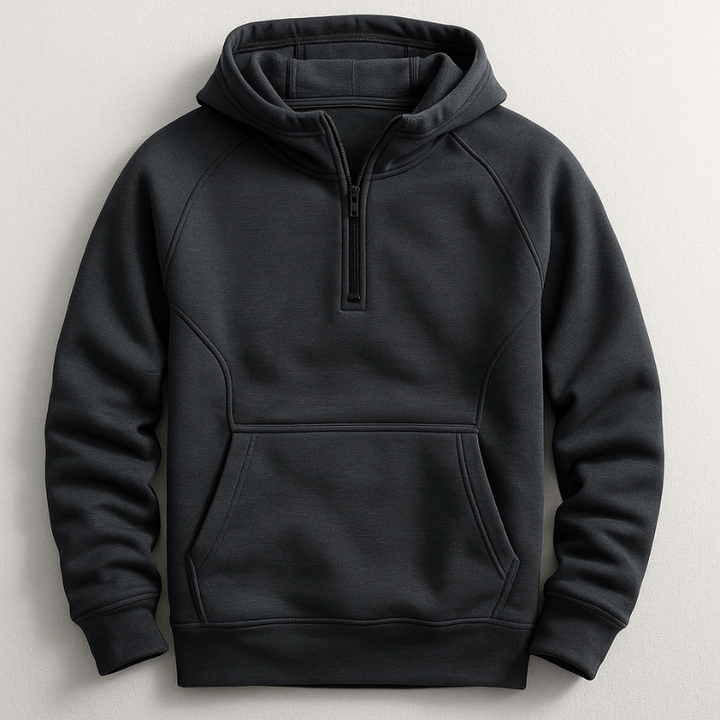 Kennet – Langærmet Sweatshirt Med Hætte Og Kvartlængde Lynlås