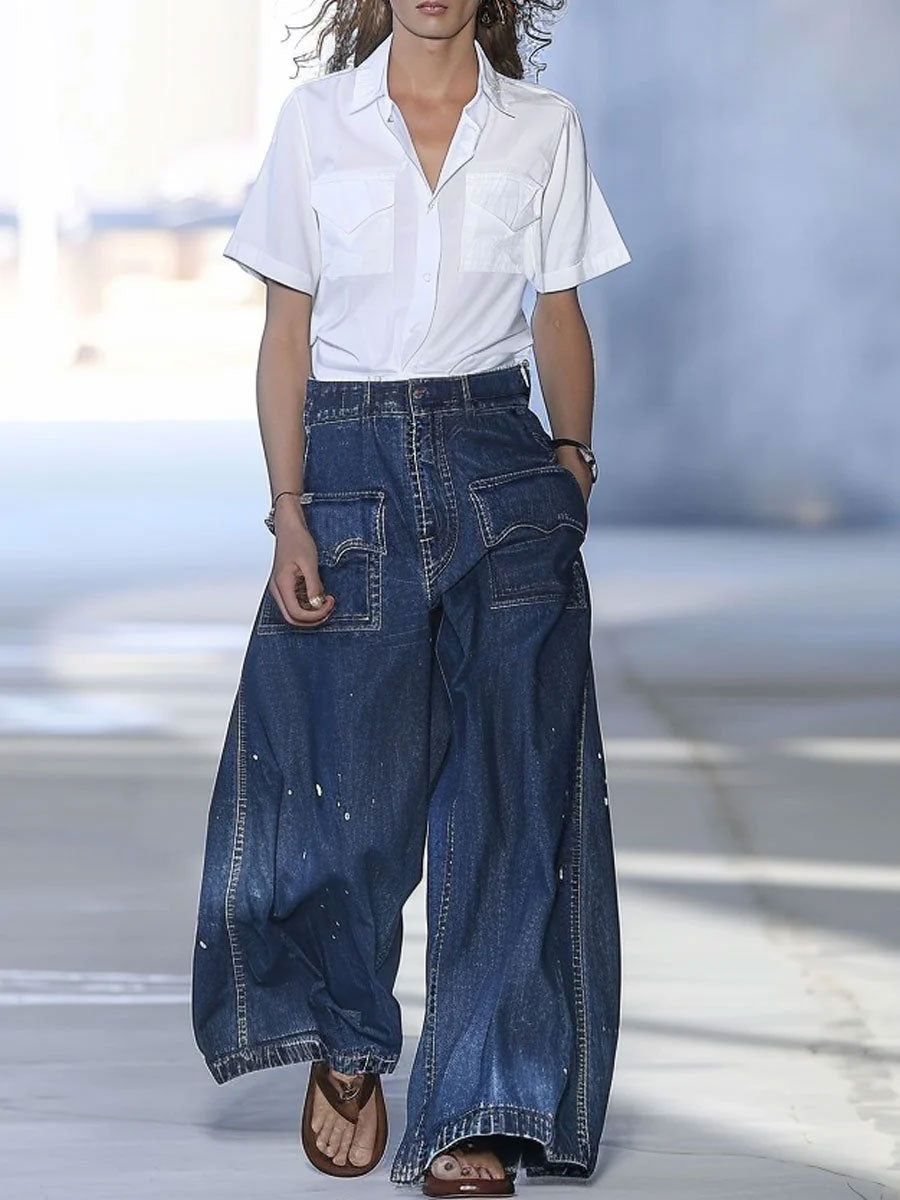Azize – Løstsiddende Denimjeans Med Flere Lommer