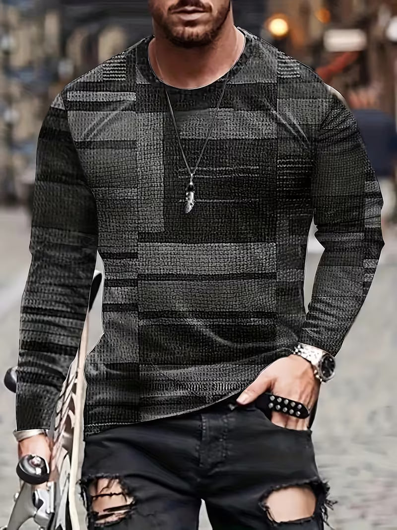 Kellan – Langærmet Skjorte Med Geometrisk Patchwork-Mønster
