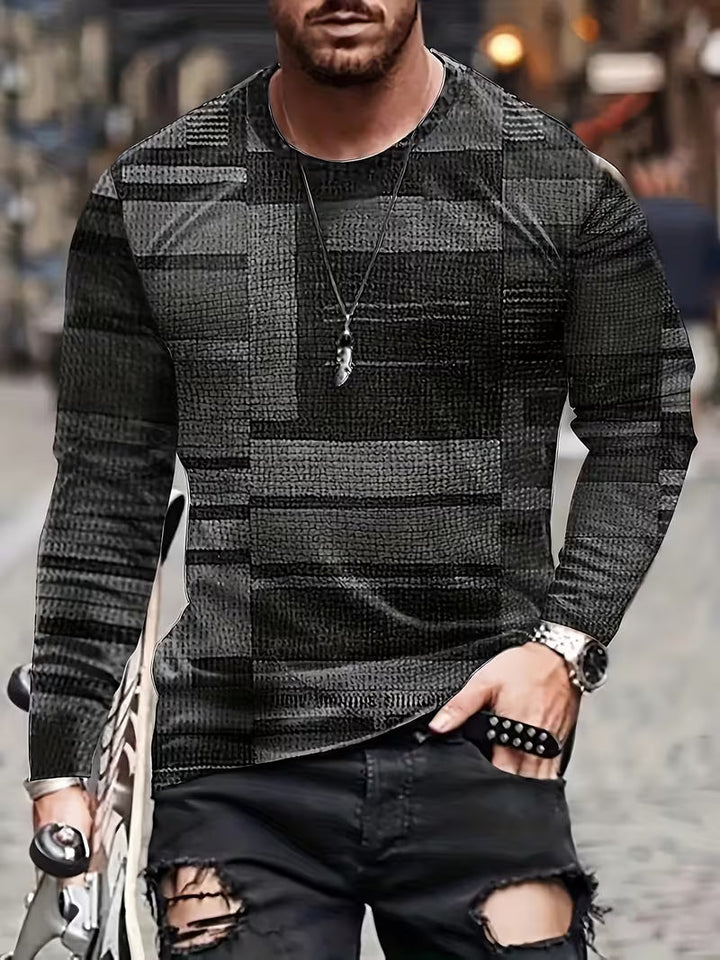 Kellan – Langærmet Skjorte Med Geometrisk Patchwork-Mønster