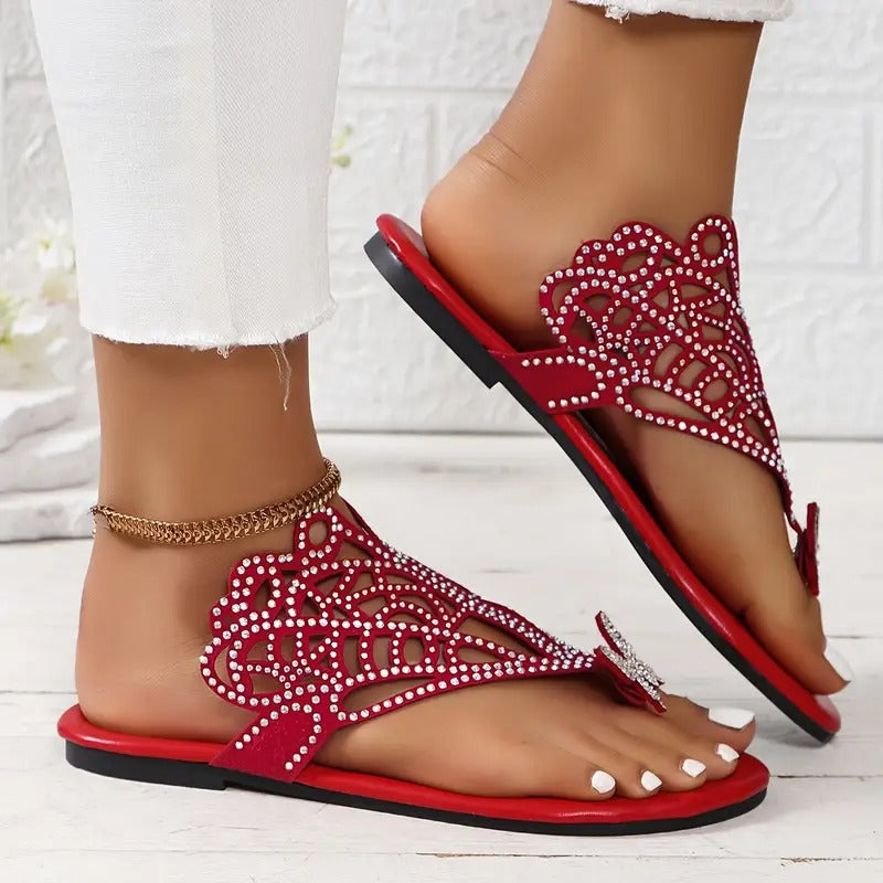 osalia – Stilfuld Lædersandal Med Sommerfuglemotiv