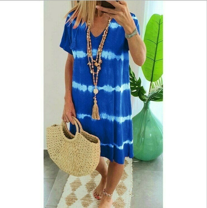 Karlaa - Løs Sommer Kjole I Batik Med Striber