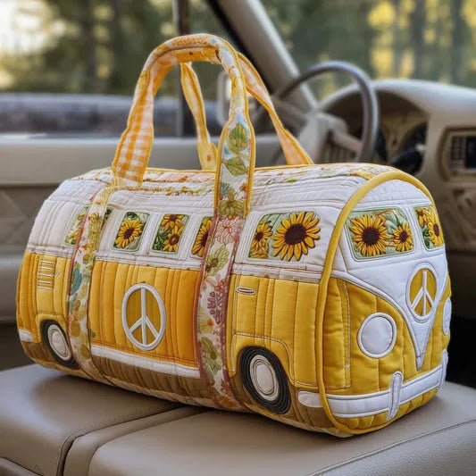 RetroBloom – Vatteret Rejsetaske Med Vintage Campingvognsmotiv