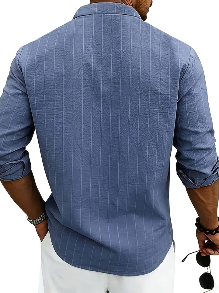 Leslie – Elegant Stribet Linned Skjorte