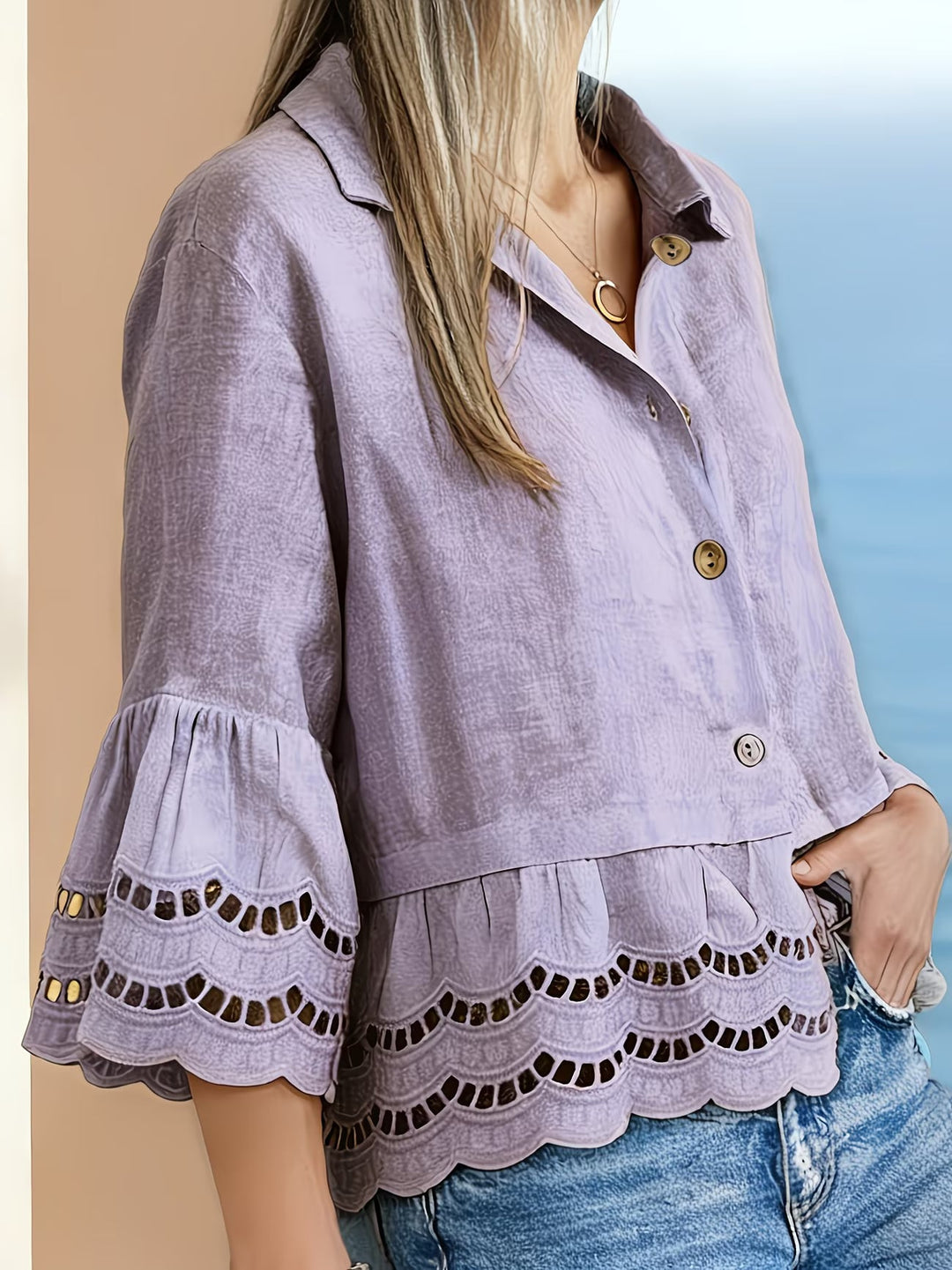 Solenn – Elegant Bluse Med Knapper