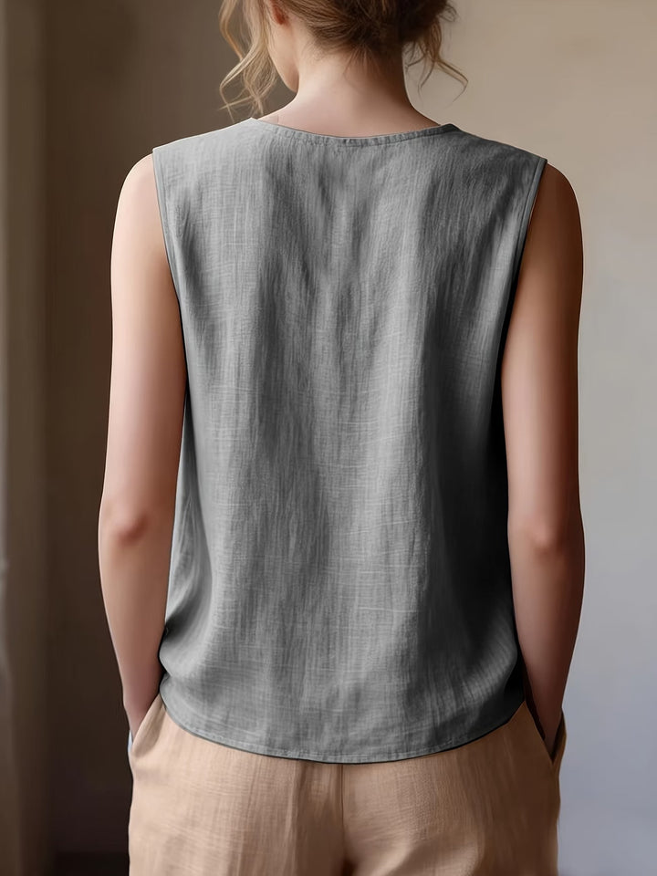 Safiya – Ærmeløs Bluse Med Flæsehalsudskæring