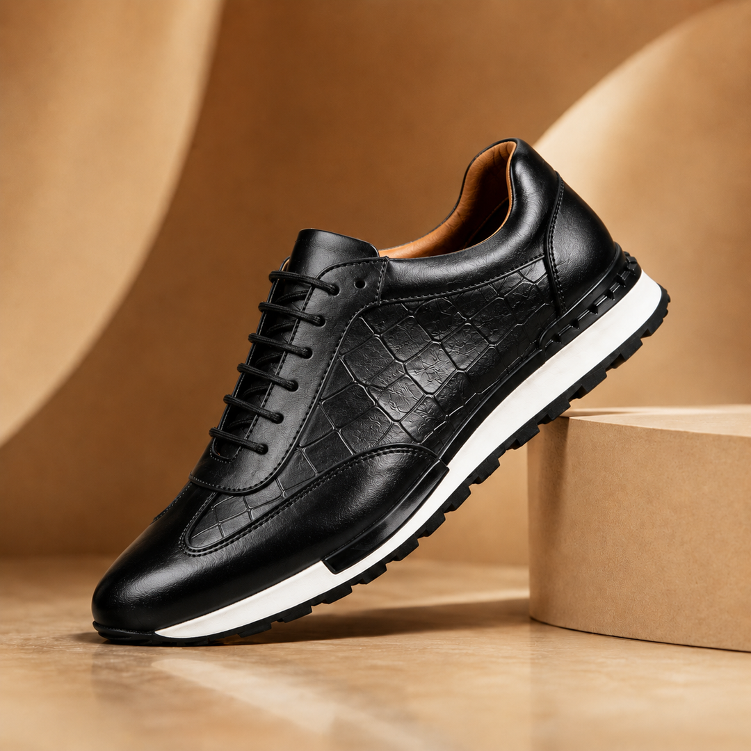 Hubert – Lædersneakers Med Snørebånd