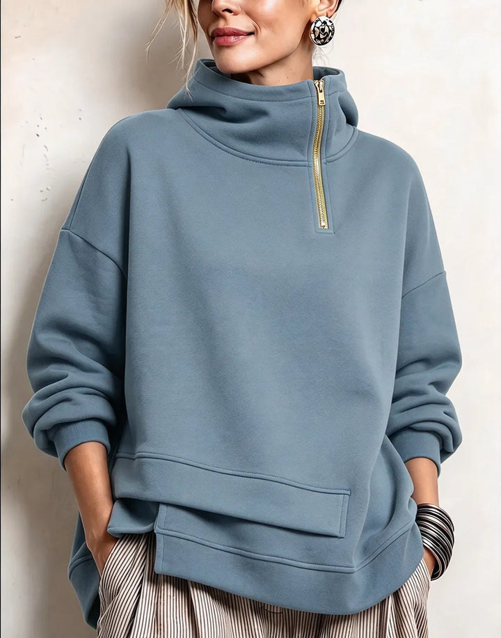 Lyona – Moderne Asymmetrisk Sweatshirt Med Høj Halsudskæring