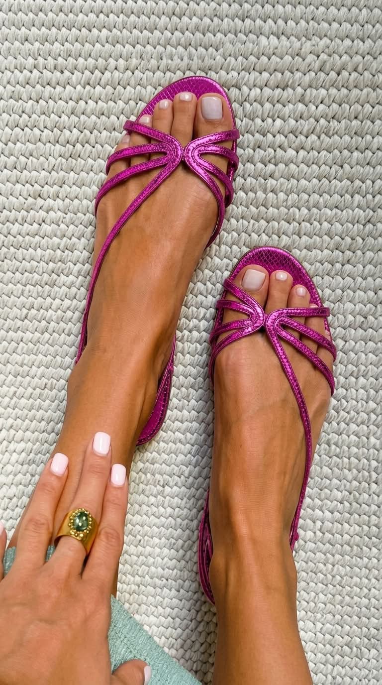Schila – Skinnende Sandaler Med Remme
