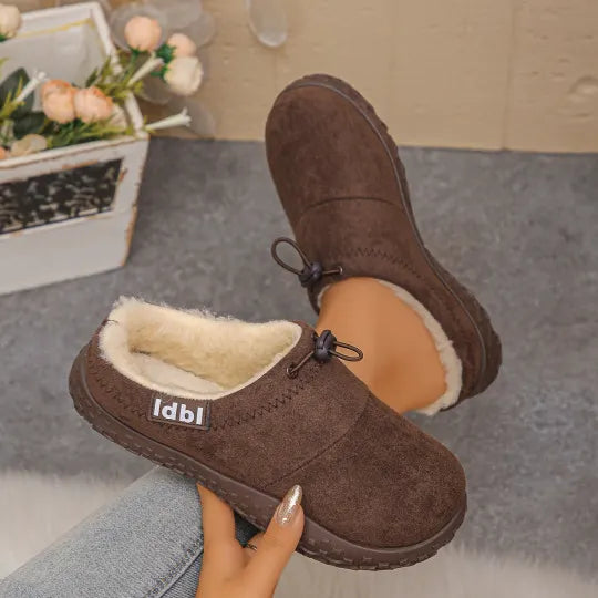 Damilya - Slip-on Sko I Imiteret Ruskind Med Fleecefor Og Snøre