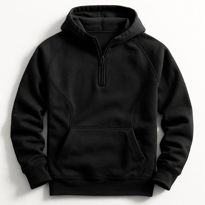 Kennet – Langærmet Sweatshirt Med Hætte Og Kvartlængde Lynlås