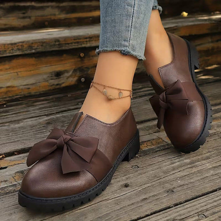 Nargiza - Elegante Loafers Med Sløjfe, Rund Tå Og Tyk Sål