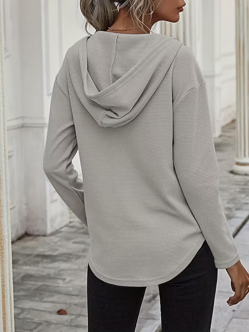 Heydi – Sweatshirt Med Lange ærmer Buet Forneden og Hætte