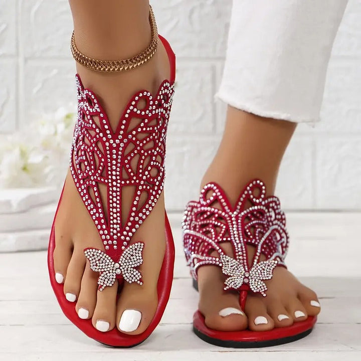osalia – Stilfuld Lædersandal Med Sommerfuglemotiv