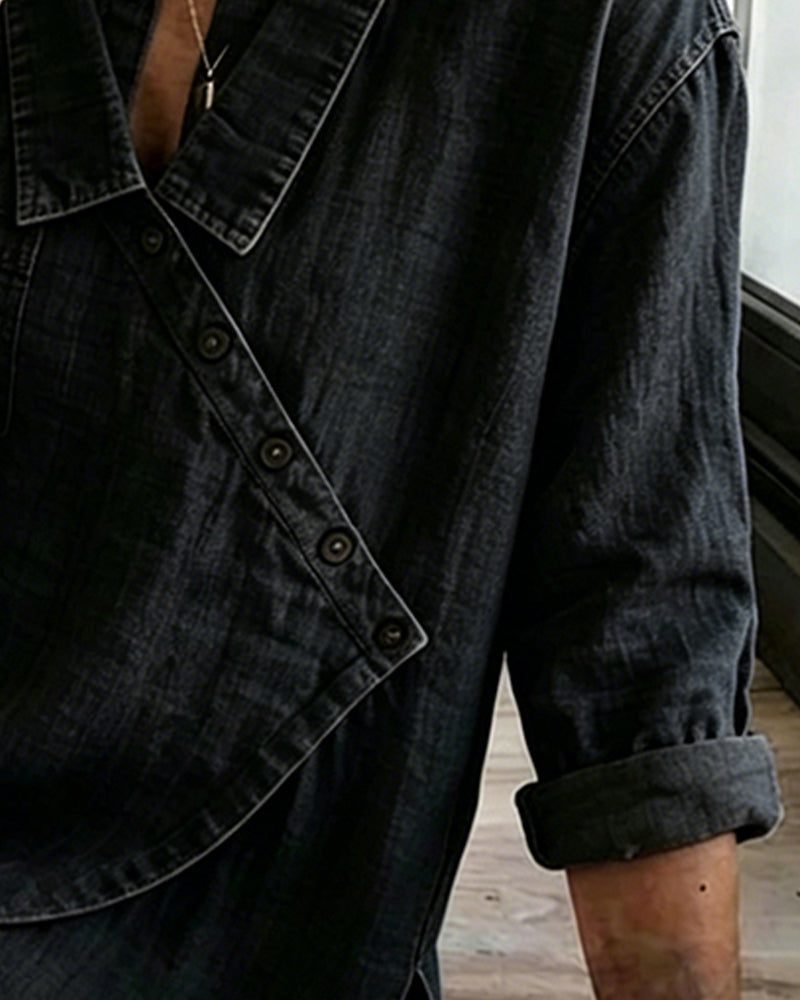 Olizia – Enkel Bluse Med Diagonal Knaplukning