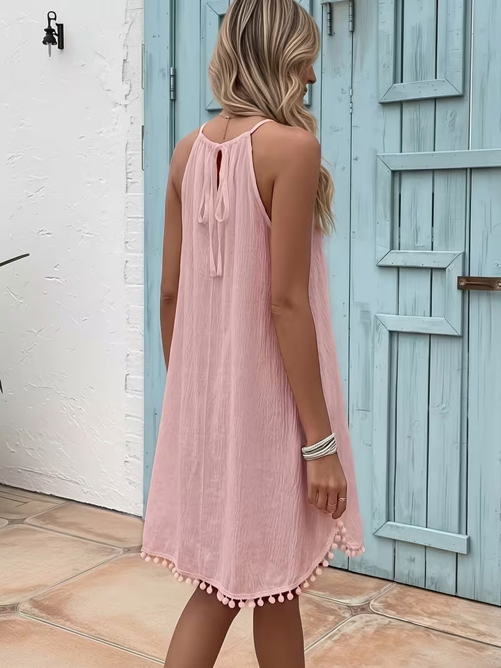 Shiena – Elegant Hæklet Halterneck-Kjole I Blonder
