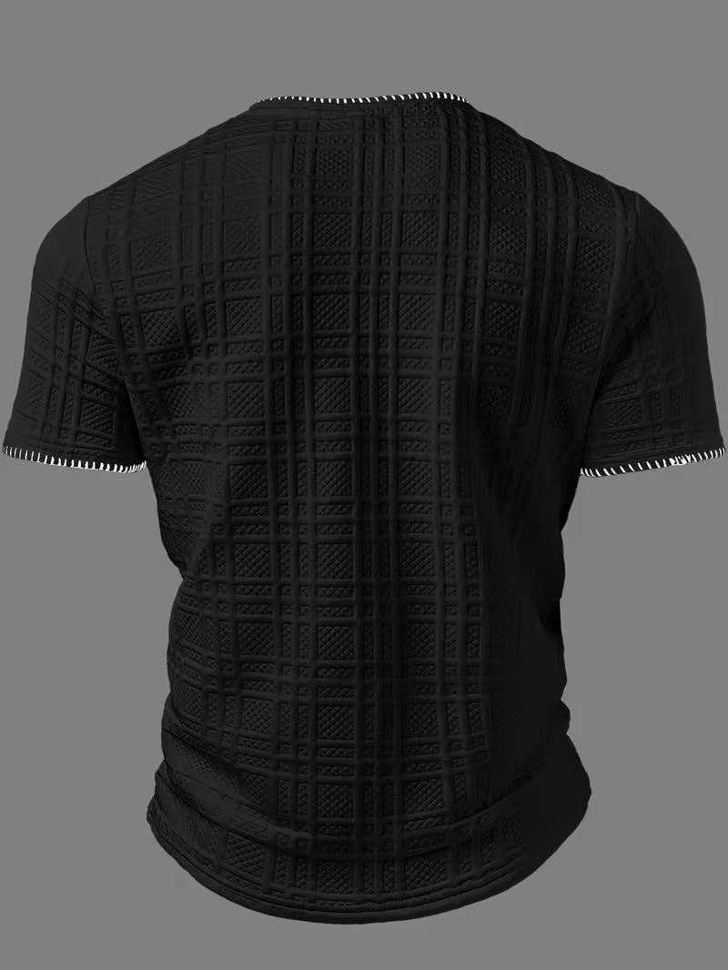 Layton – Henley-T-shirt med korte ærmer og struktureret overflade