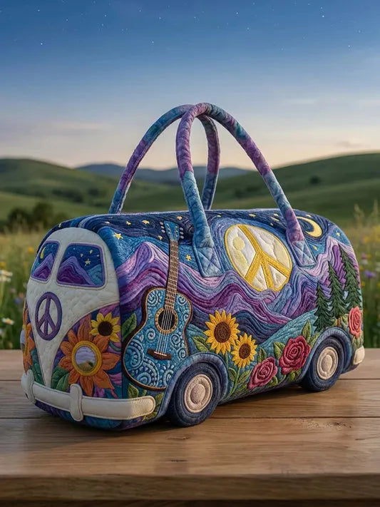 RetroBloom – Vatteret Rejsetaske Med Vintage Campingvognsmotiv