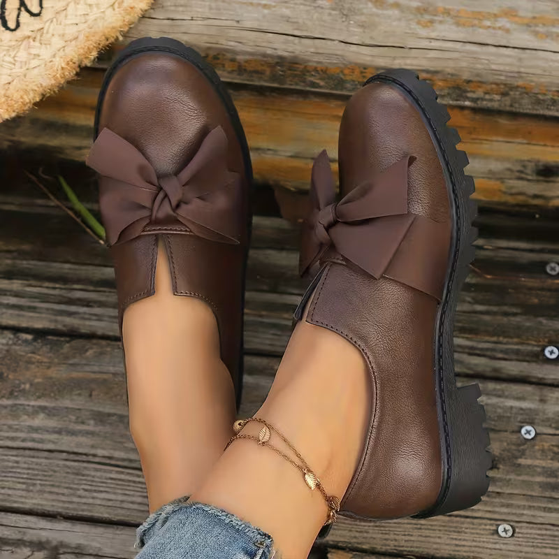 Nargiza - Elegante Loafers Med Sløjfe, Rund Tå Og Tyk Sål