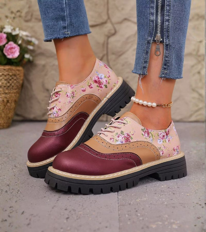 Kiela – Oxford-Sko Med Blomstermønster Og Kraftig Profilsole