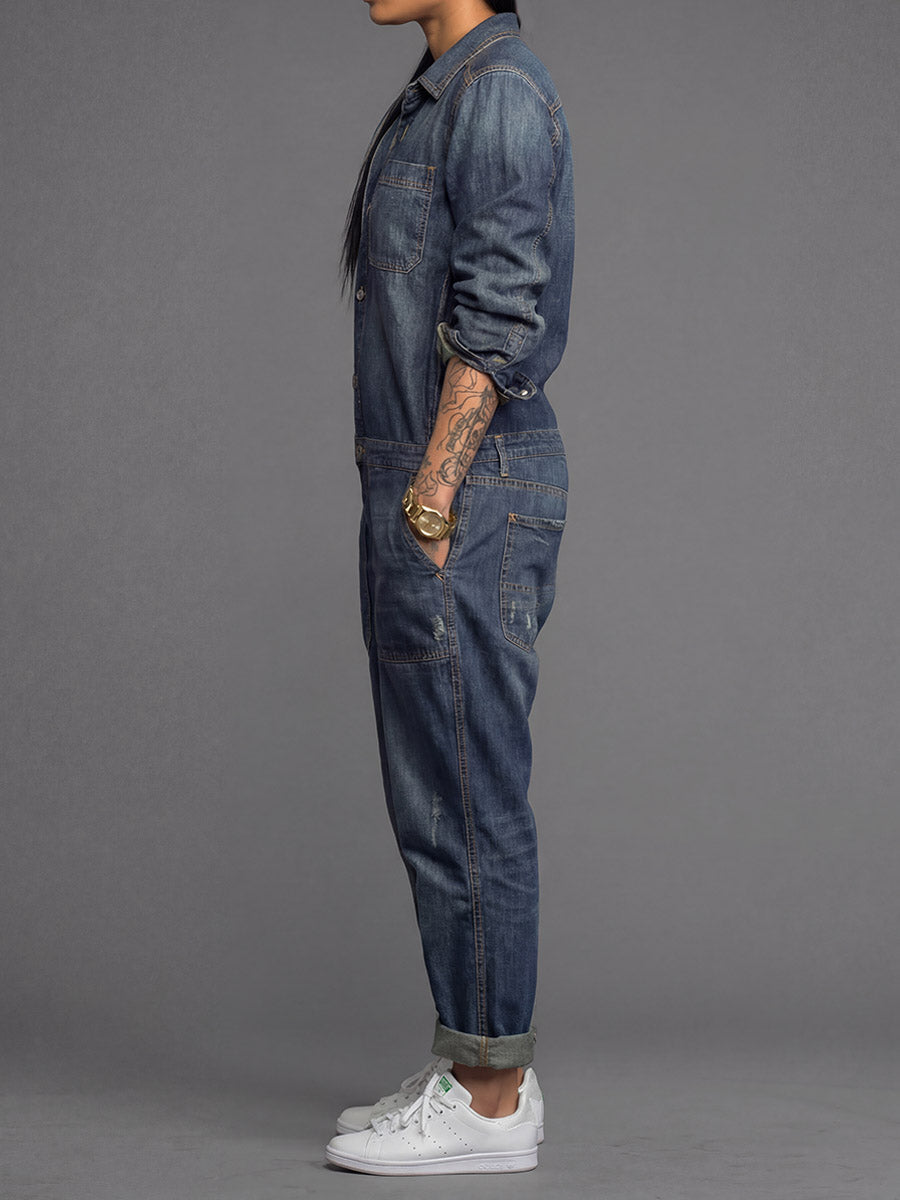 Ravina – Jumpsuit Med Knapper Foran
