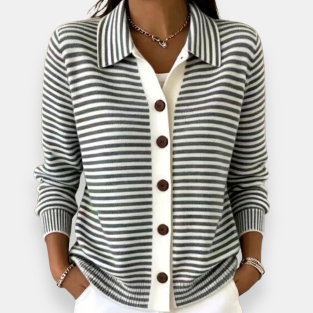 Kerana - Stribet Cardigan Med Knapper