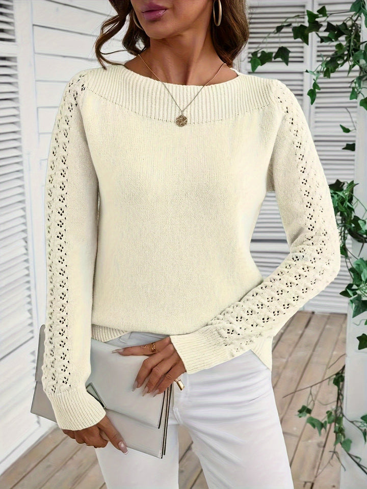 Pauliina - Afslappet Langærmet Sweater Med Hulmønster