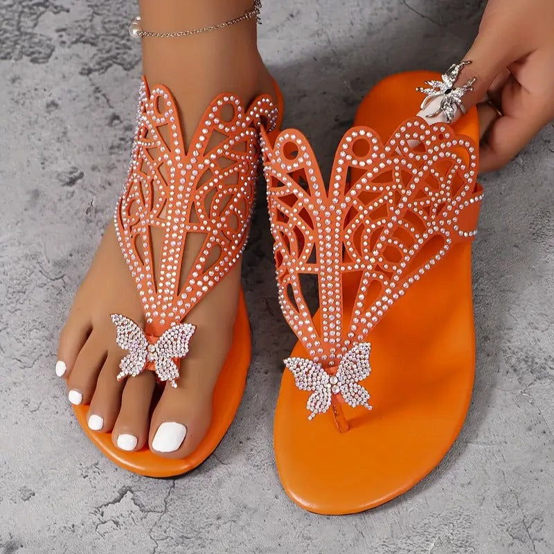 osalia – Stilfuld Lædersandal Med Sommerfuglemotiv