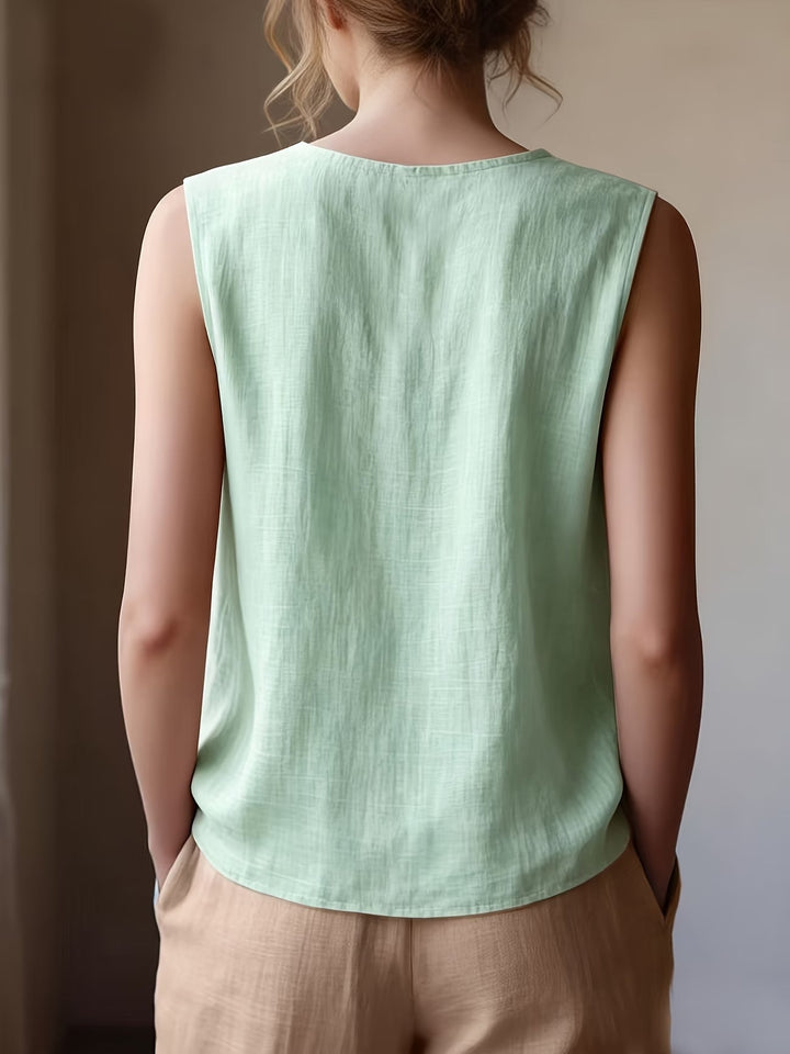Safiya – Ærmeløs Bluse Med Flæsehalsudskæring